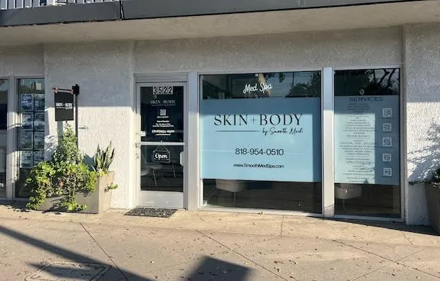 Clean, professional medical spa treatment room with neutral tones at Smooth Med Spa in Burbank