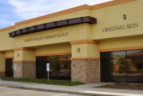Clean, professional medical spa treatment room with neutral tones at North Valley Dermatology in Peoria