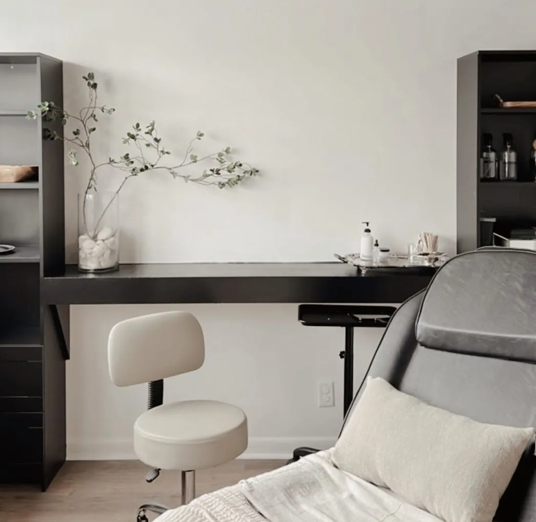 Clean, professional medical spa treatment room with neutral tones at Anastacia aesthetics in Nashville