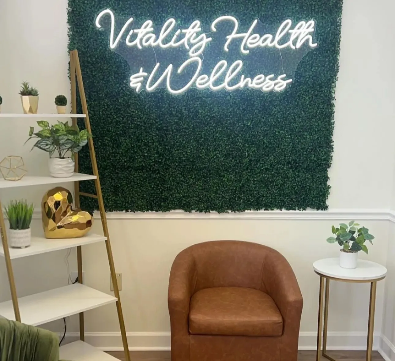 Clean, professional medical spa treatment room with neutral tones at Vitality Health & Wellness in Evans