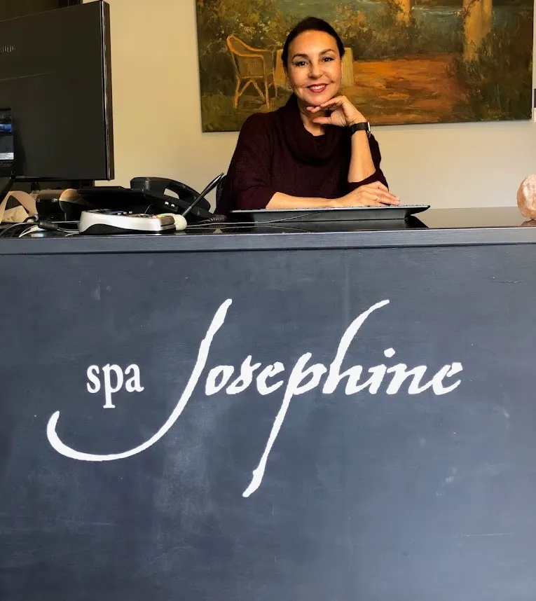 Clean, professional medical spa treatment room with neutral tones at Josephine spa- Katrina Riboni MD in Laguna Beach