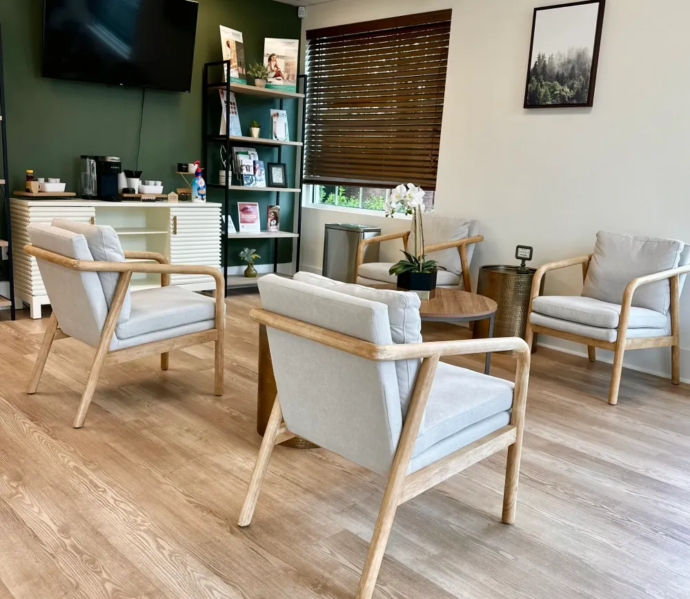 Clean, professional medical spa treatment room with neutral tones at Honaest in Dawsonville