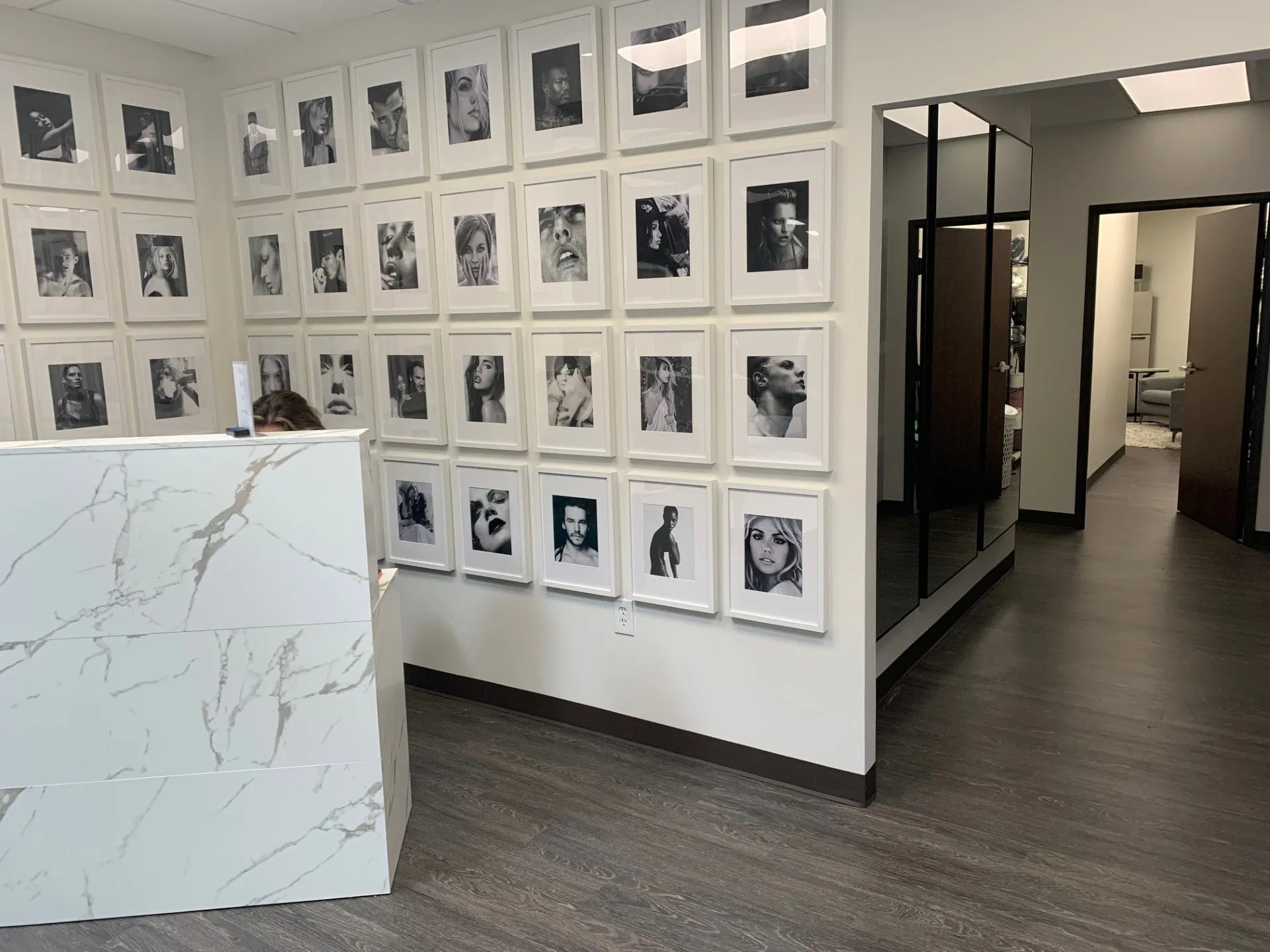 Clean, professional medical spa treatment room with neutral tones at MD Aesthetics in Dallas