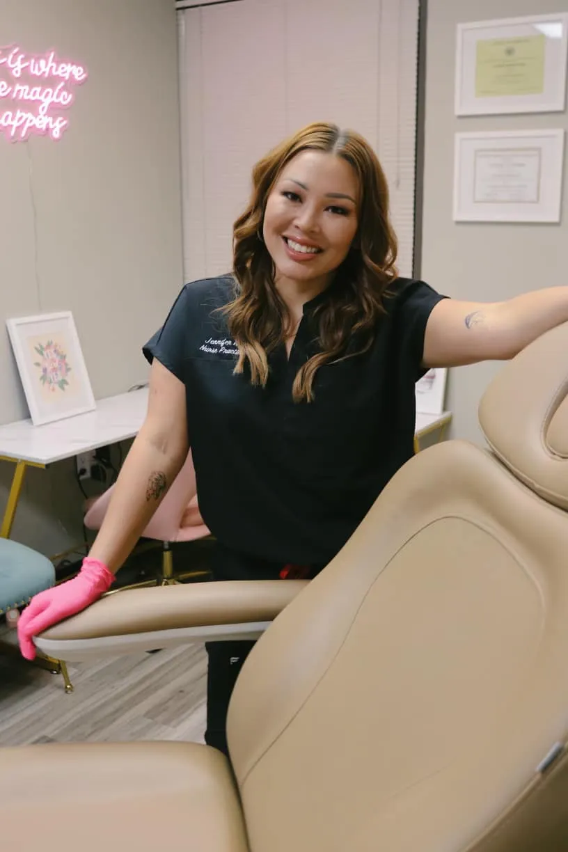 Clean, professional medical spa treatment room with neutral tones at Kulture Aesthetics in Gilbert