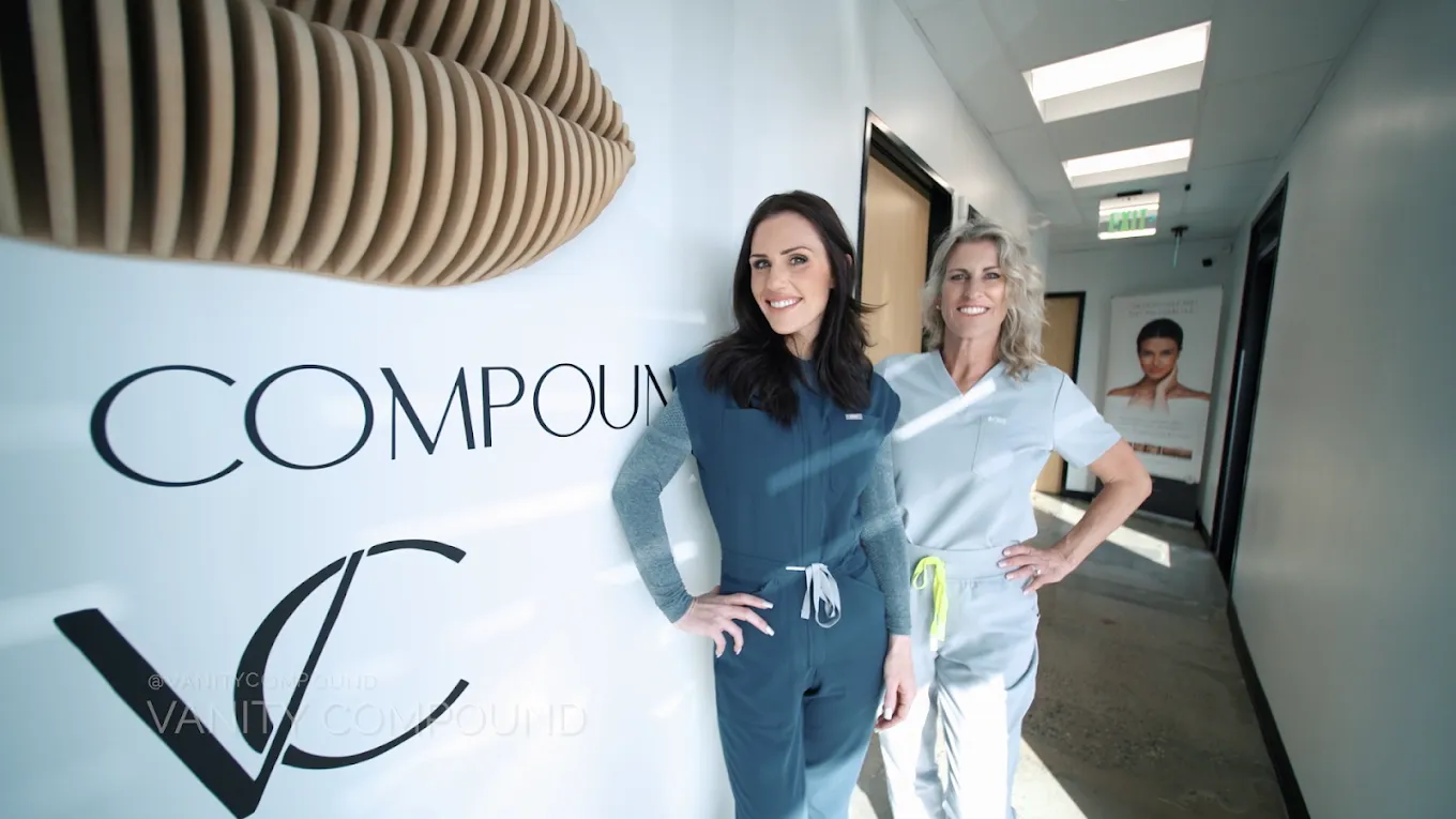 Clean, professional medical spa treatment room with neutral tones at Vanity Compound Medical Aesthetics in Huntington Beach