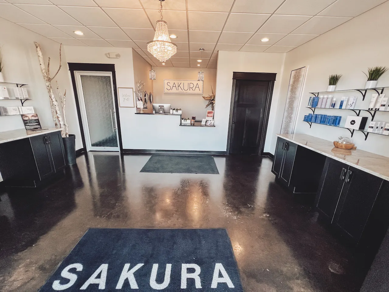 Clean, professional medical spa treatment room with neutral tones at The Sakura Clinic in Eau Claire