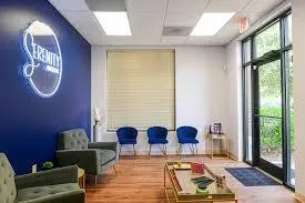 Clean, professional medical spa treatment room with neutral tones at Serenity Med Spa in Pooler