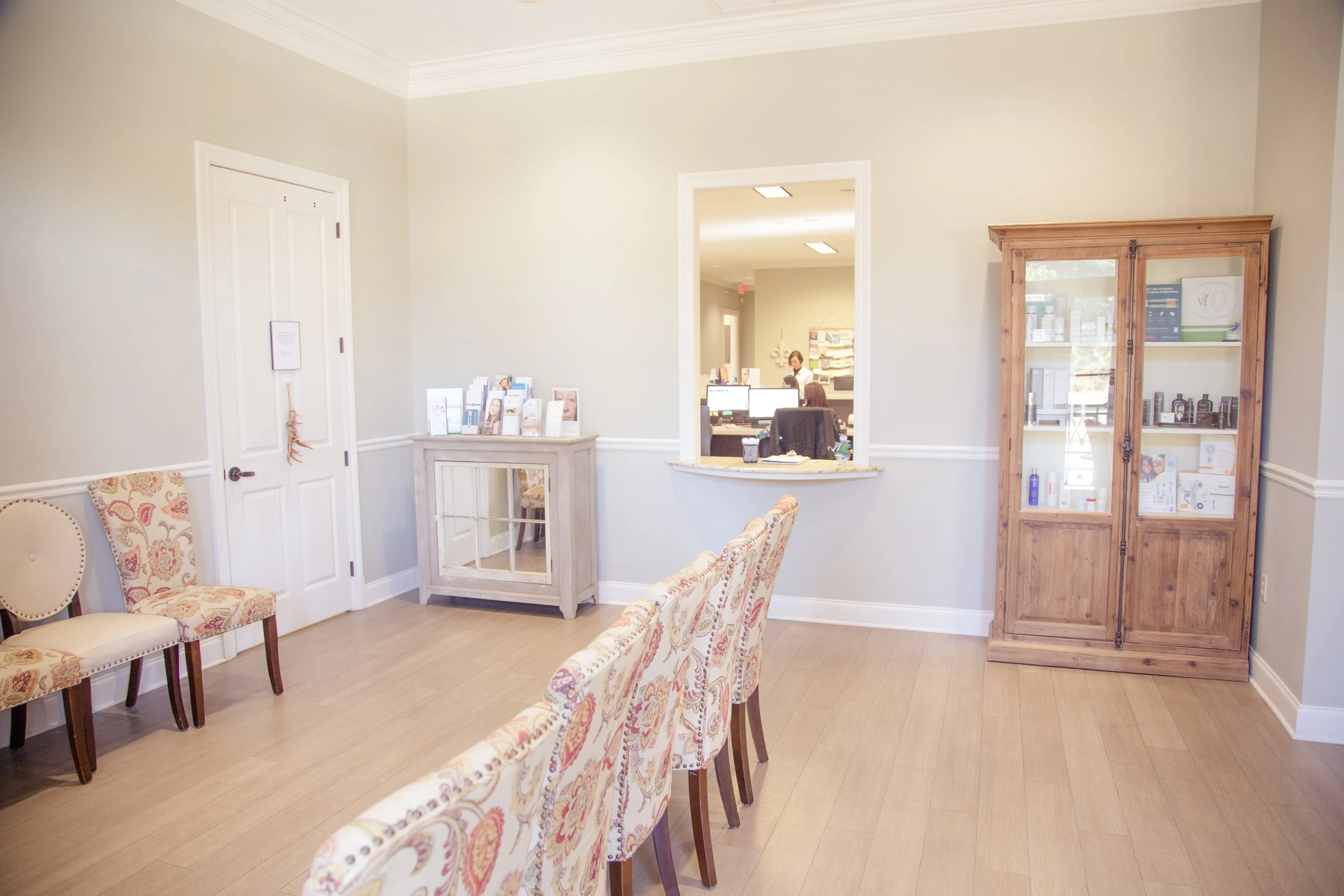 Clean, professional medical spa treatment room with neutral tones at Dermatology Center of Acadiana in Lafayette