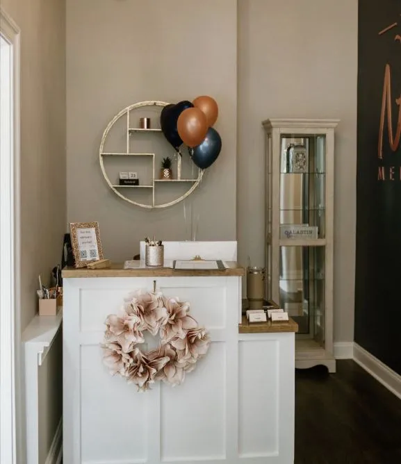 Clean, professional medical spa treatment room with neutral tones at The Natural Aesthetic Medspa in Sykesville