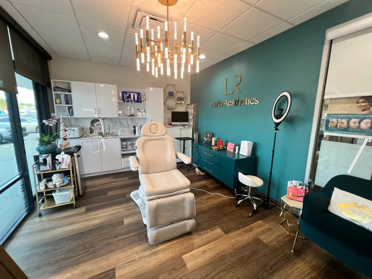 Clean, professional medical spa treatment room with neutral tones at LaRo Aesthetics in Jacksonville Beach