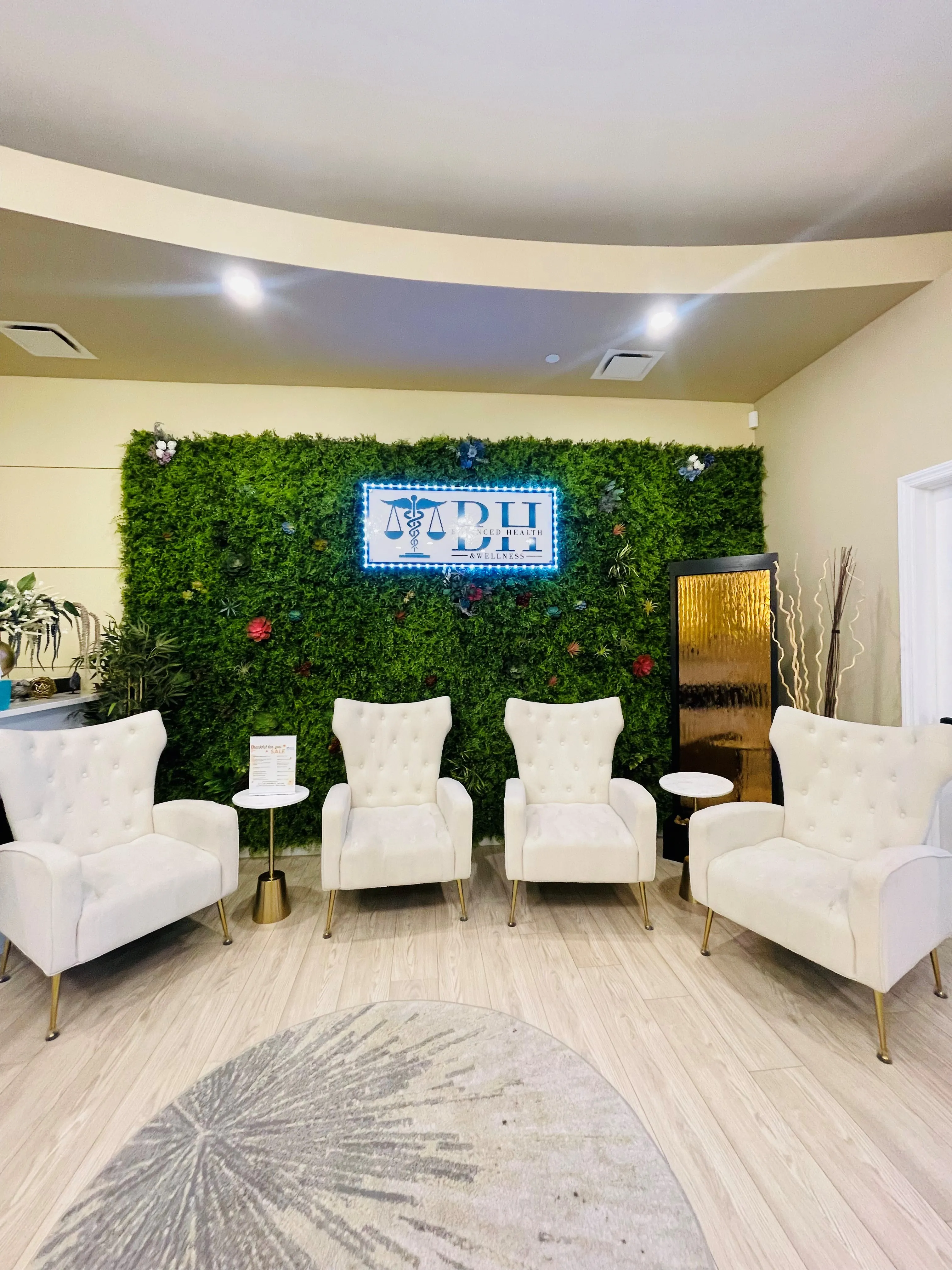 Clean, professional medical spa treatment room with neutral tones at Balanced Health & wellness in Wading River