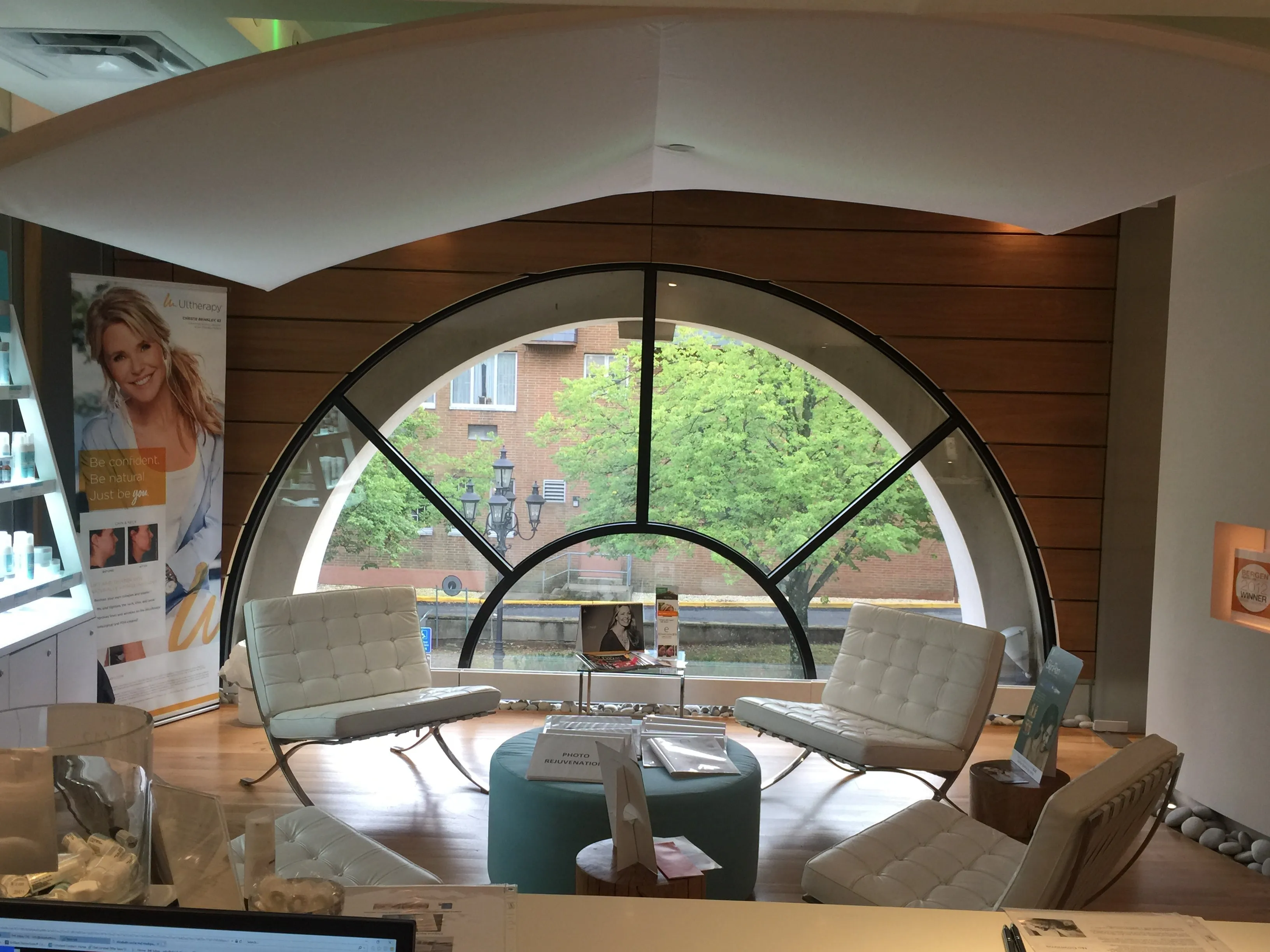 Clean, professional medical spa treatment room with neutral tones at Elizabeth Roche Med Spa in Woodcliff Lake