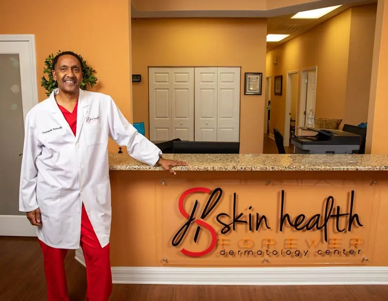 Clean, professional medical spa treatment room with neutral tones at Skin Health Forever in Tampa