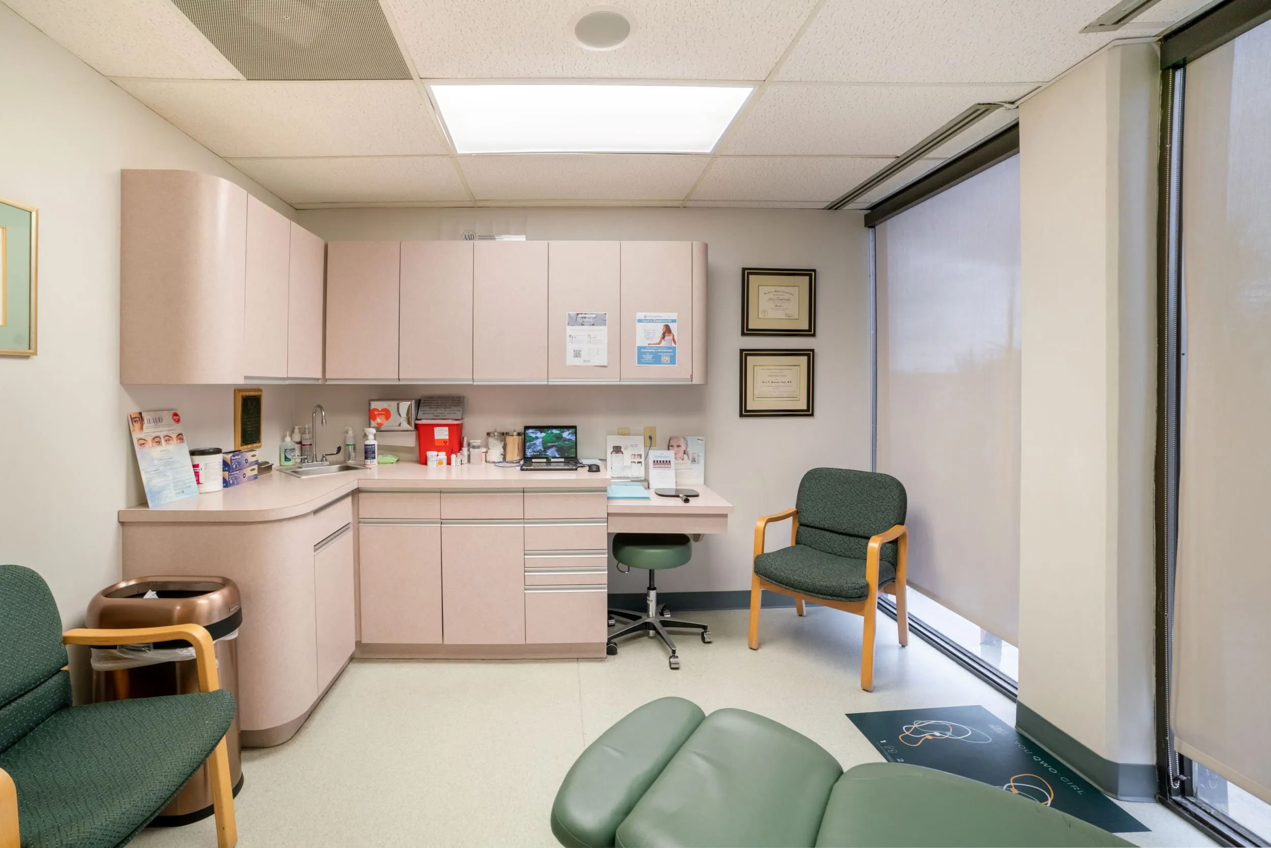 Clean, professional medical spa treatment room with neutral tones at Lupo Center for Aesthetic and General Dermatology in New Orleans