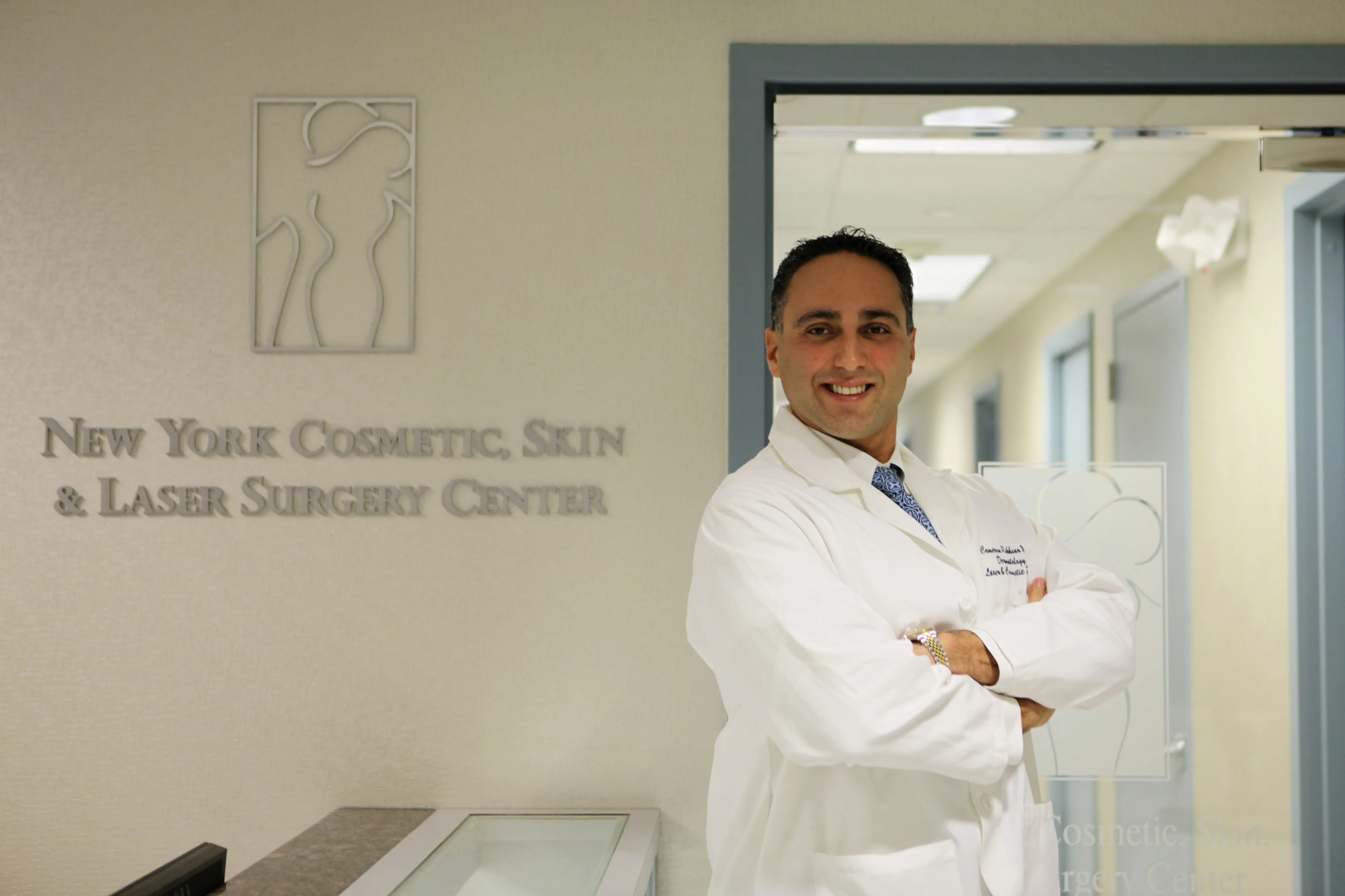 Clean, professional medical spa treatment room with neutral tones at Dr. Cameron K. Rokhsar in New York