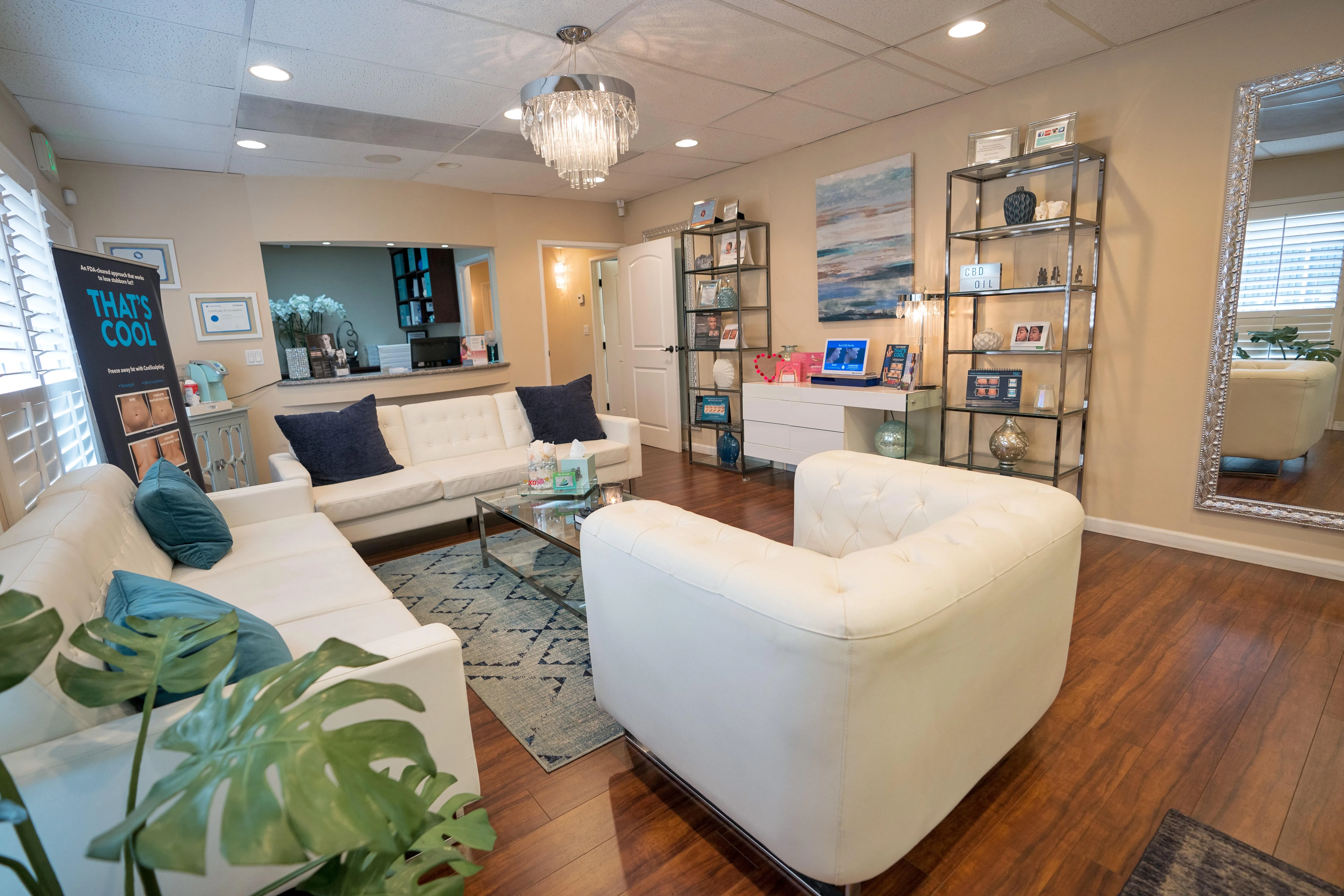 Clean, professional medical spa treatment room with neutral tones at MedSpa DeLuxe LA in West Covina