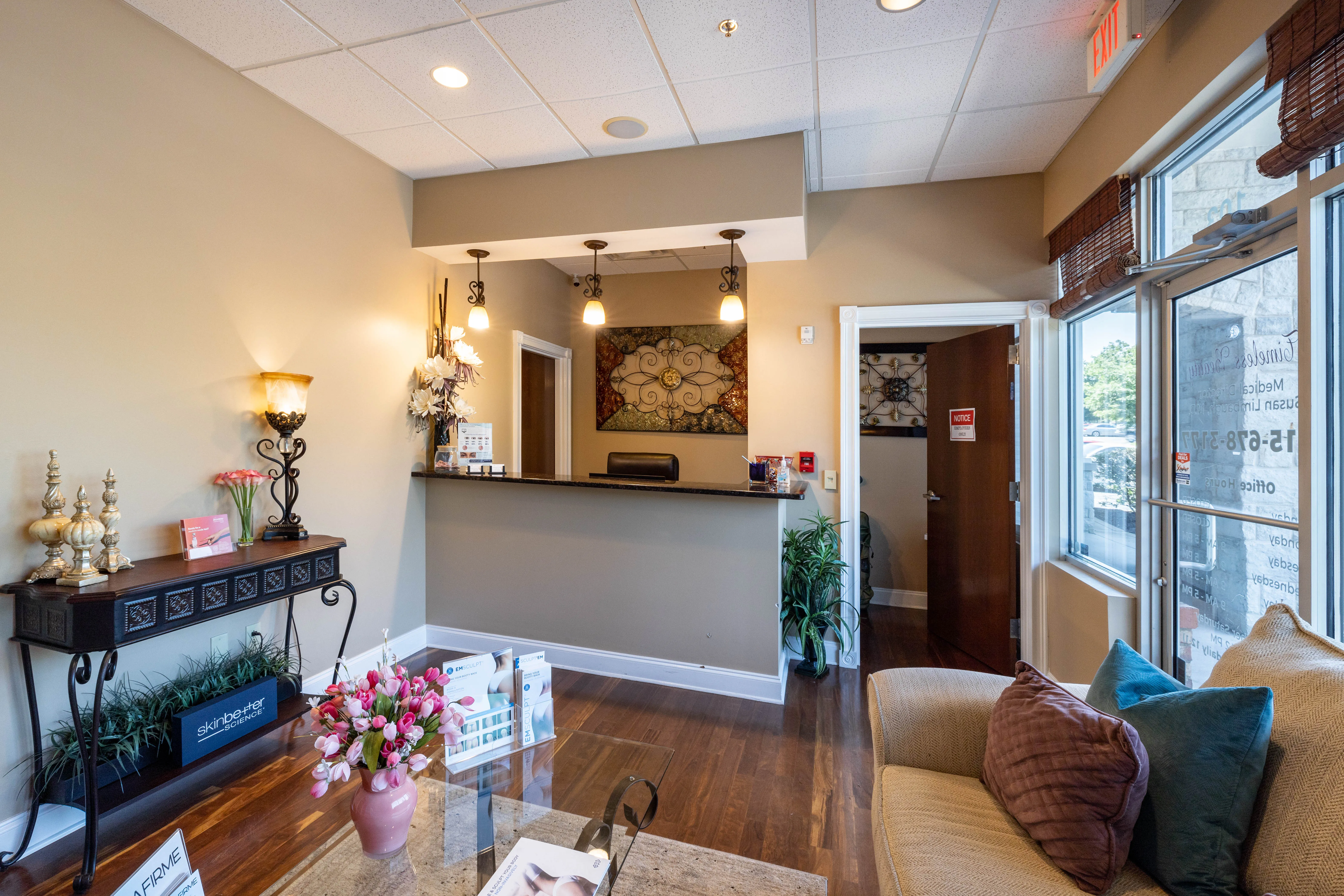 Clean, professional medical spa treatment room with neutral tones at Timeless Beauty Medical&Aesthetic in Franklin