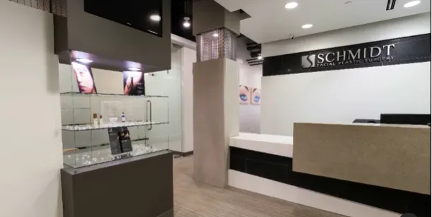 Clean, professional medical spa treatment room with neutral tones at Schmidt Facial Plastic Surgery in Englewood
