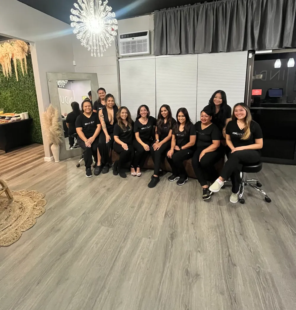 Clean, professional medical spa treatment room with neutral tones at Indulge LLC in Aiea