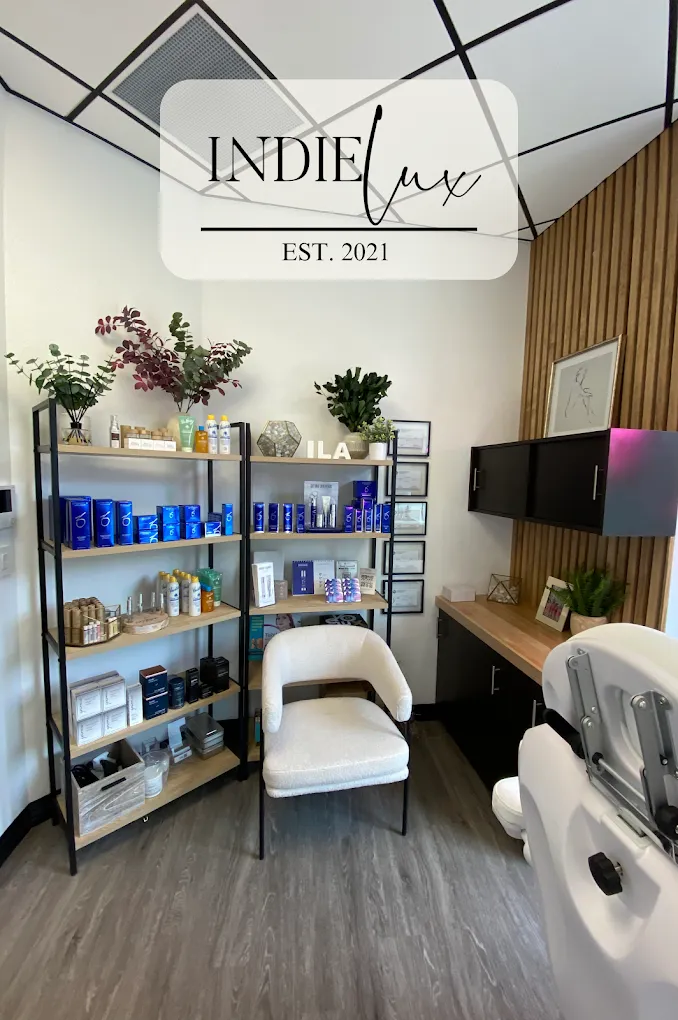 Clean, professional medical spa treatment room with neutral tones at Indie Lux Atelier in Carmel