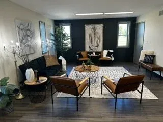 Clean, professional medical spa treatment room with neutral tones at Golden Aesthetics Medspa in Bellbrook