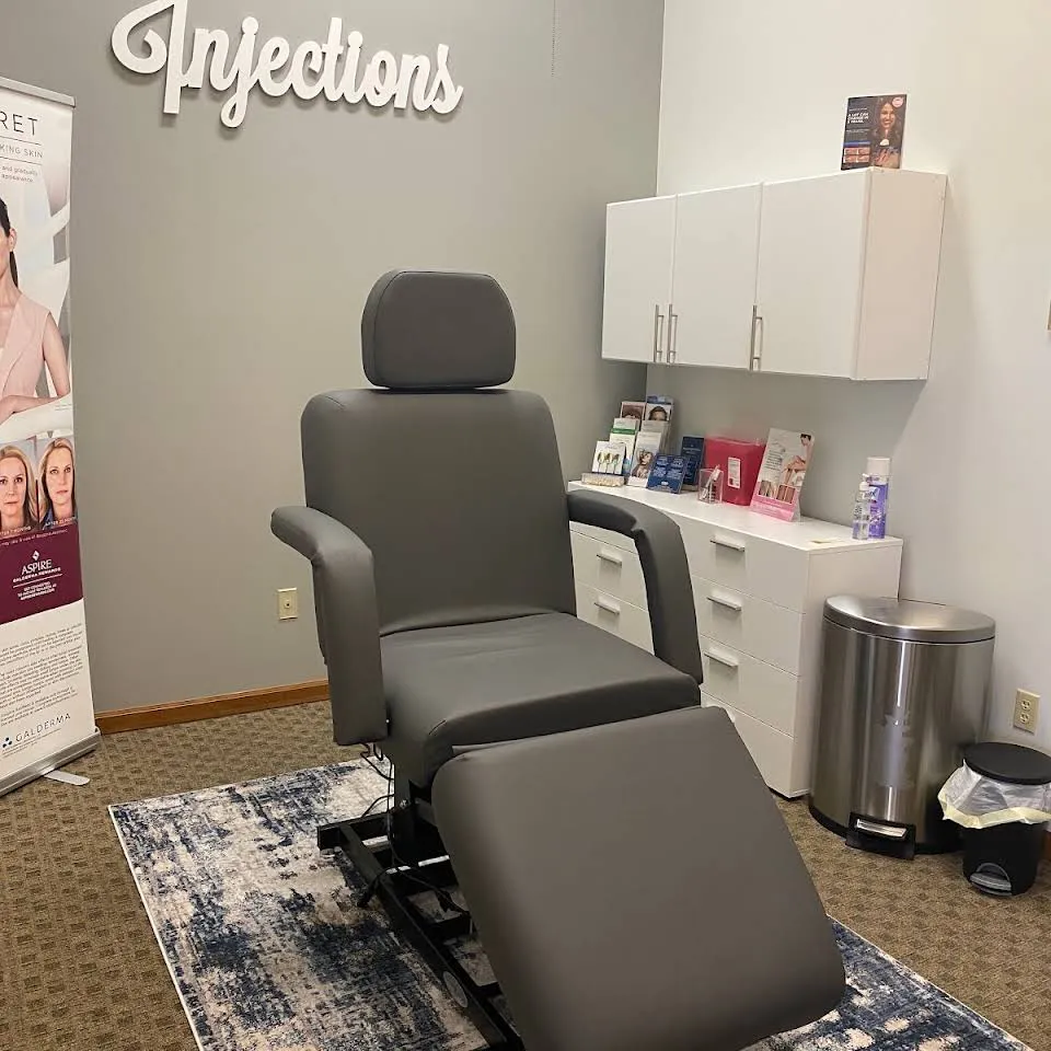 Clean, professional medical spa treatment room with neutral tones at Bright Aesthetics in Cameron