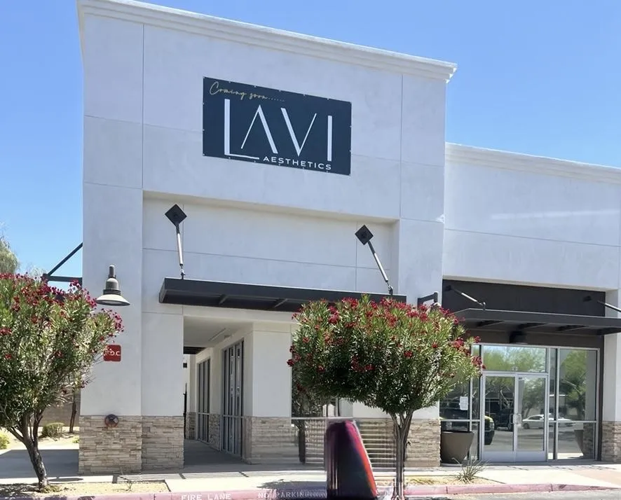 Clean, professional medical spa treatment room with neutral tones at LAVI Aesthetics in Peoria
