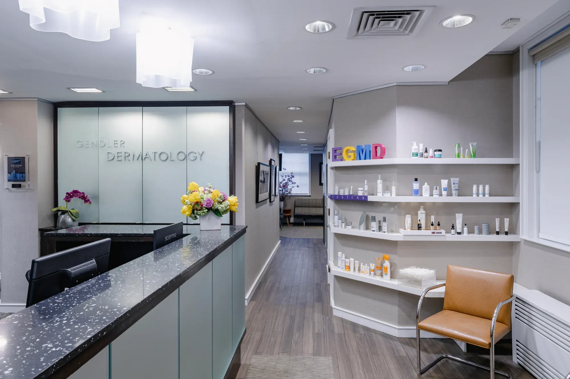 Clean, professional medical spa treatment room with neutral tones at Ellen C. Gendler, MD in New York