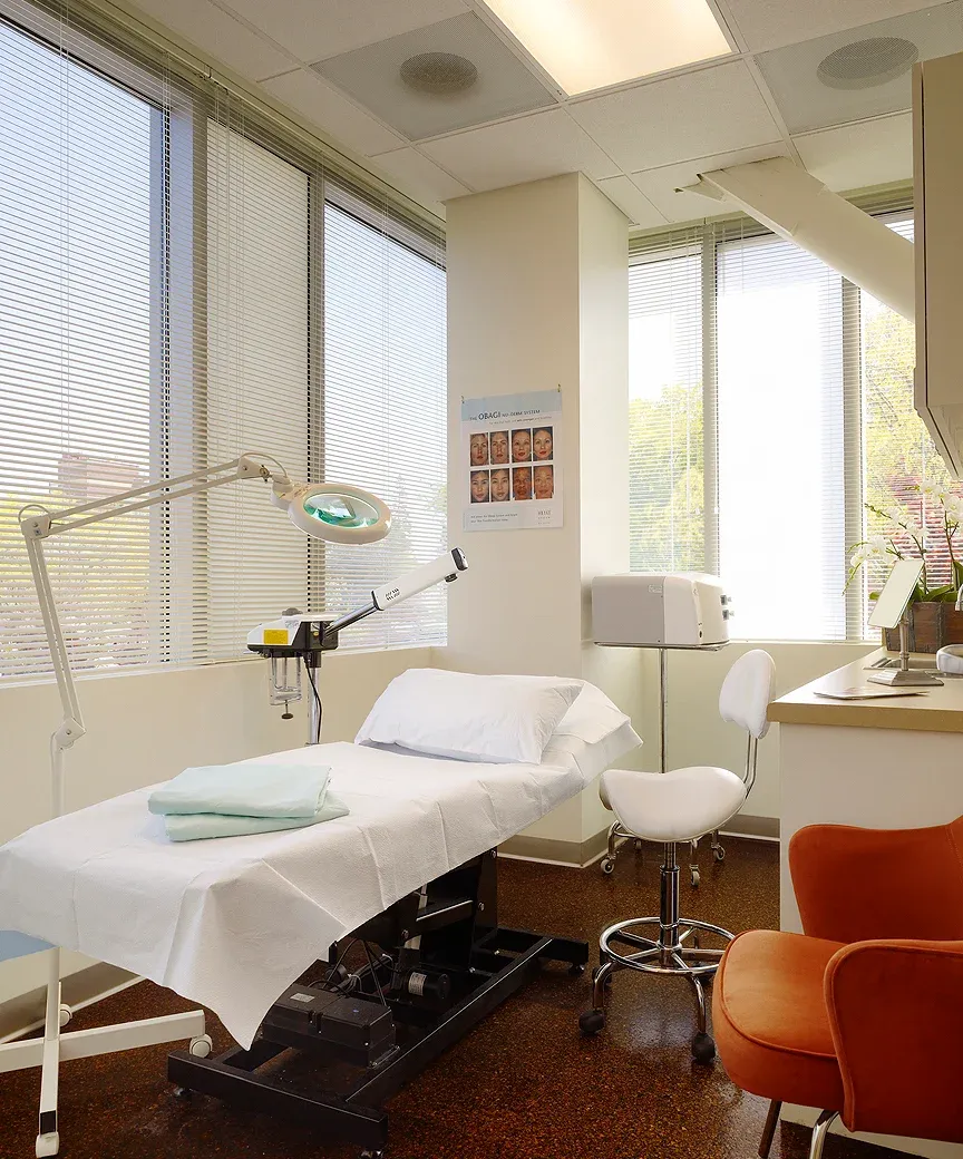 Clean, professional medical spa treatment room with neutral tones at Golden State Derm–The Menkes Clinic in Mountain View