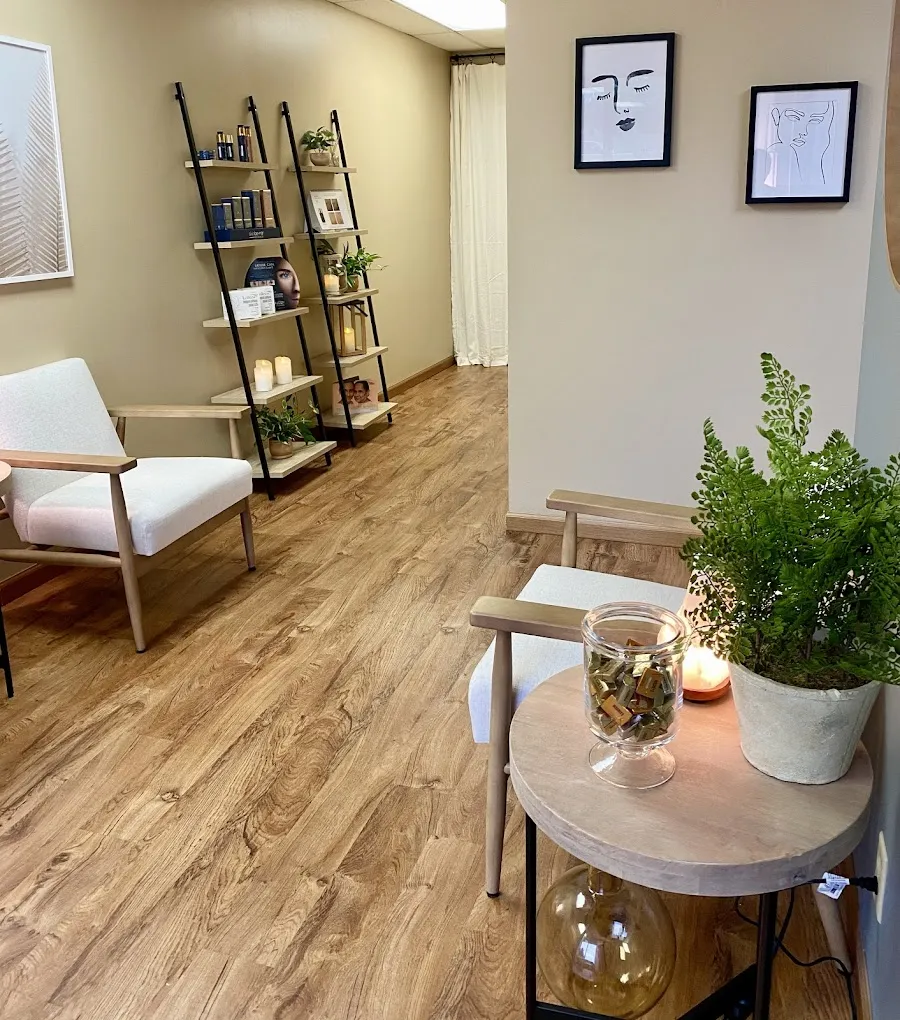 Clean, professional medical spa treatment room with neutral tones at Refine Laser & Skincare in Chanhassen