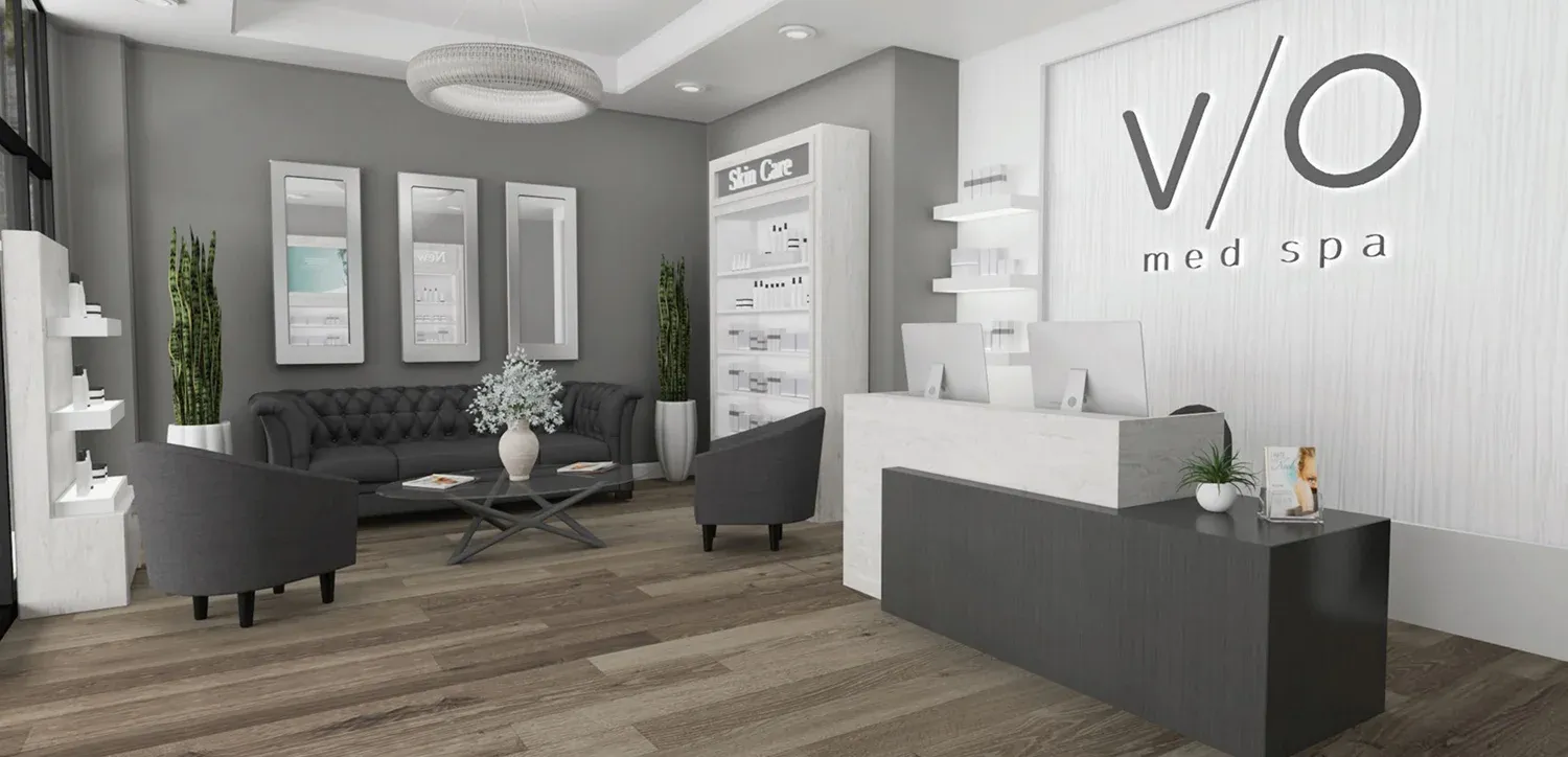 Clean, professional medical spa treatment room with neutral tones at V/O Med Spa Sugar Land in Sugar Land