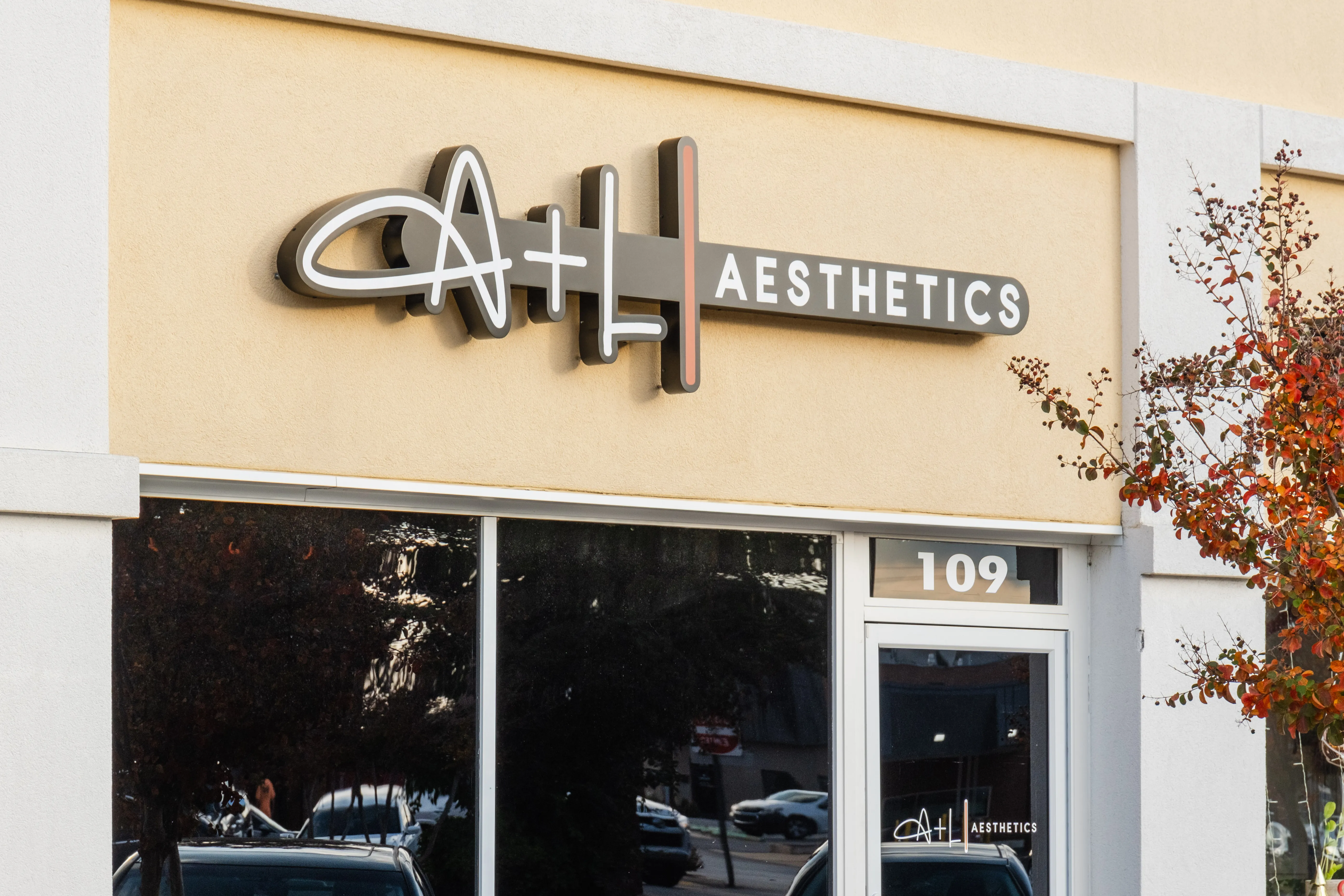 Clean, professional medical spa treatment room with neutral tones at A + L Aesthetics - Main St. in Benton