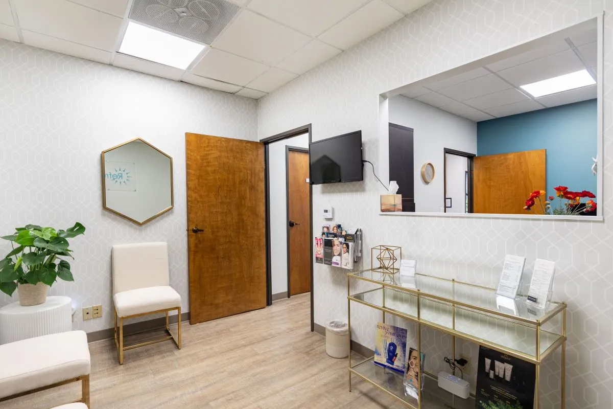 Clean, professional medical spa treatment room with neutral tones at Refresh RX in Poway
