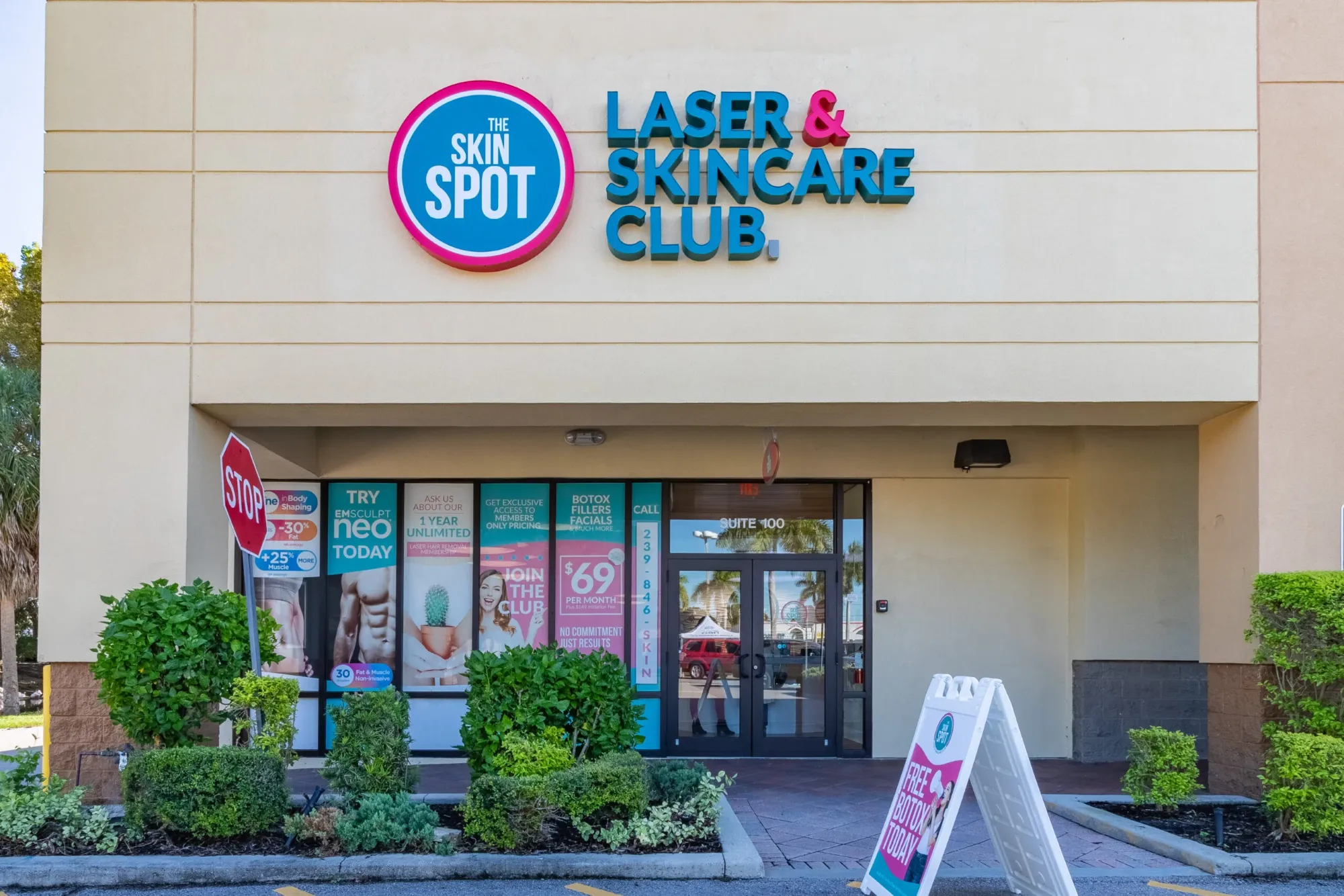 Clean, professional medical spa treatment room with neutral tones at Skin Spot Laser Club in Cape Coral