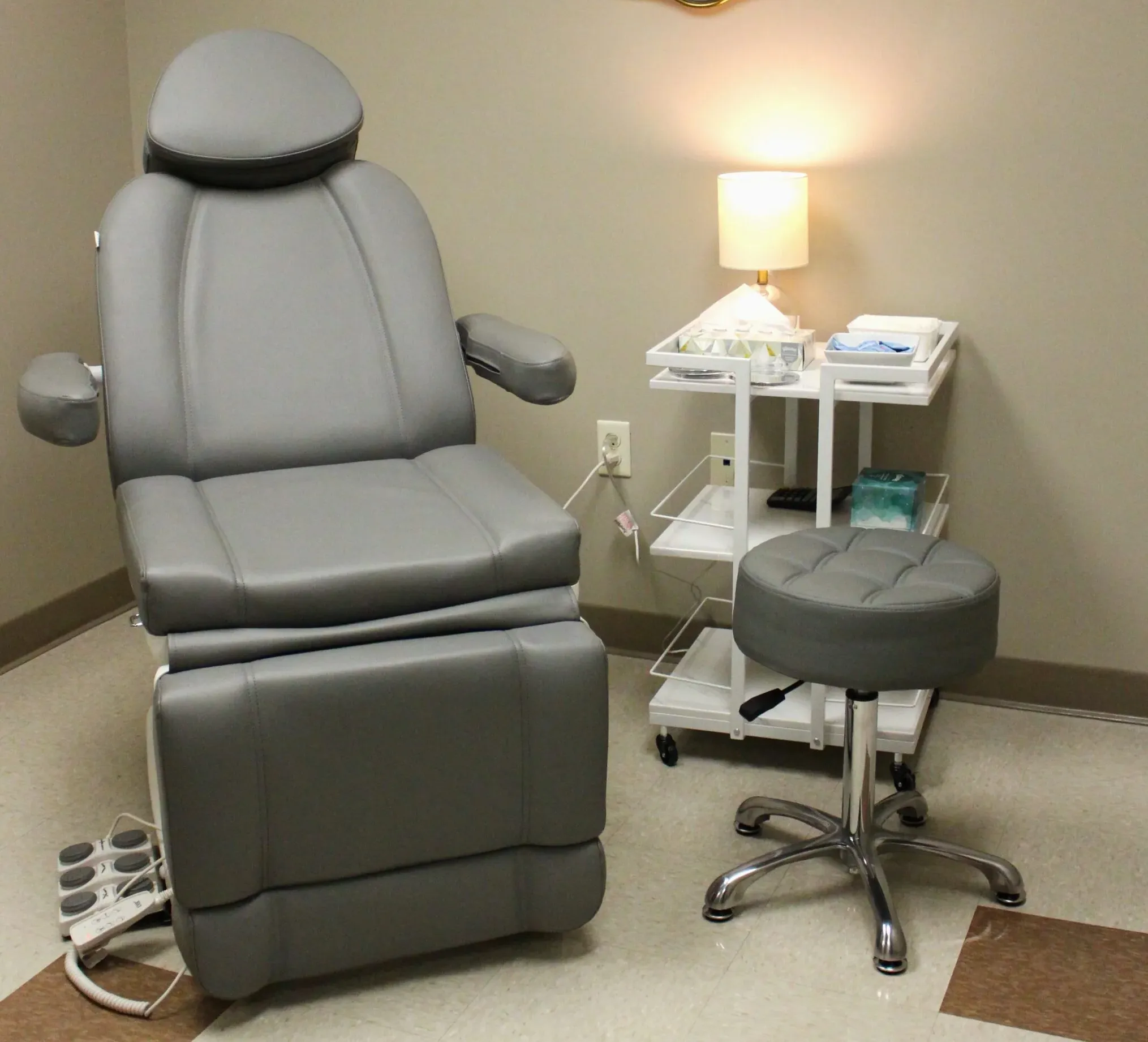 Clean, professional medical spa treatment room with neutral tones at Medical Associates of the Shoals in Sheffield