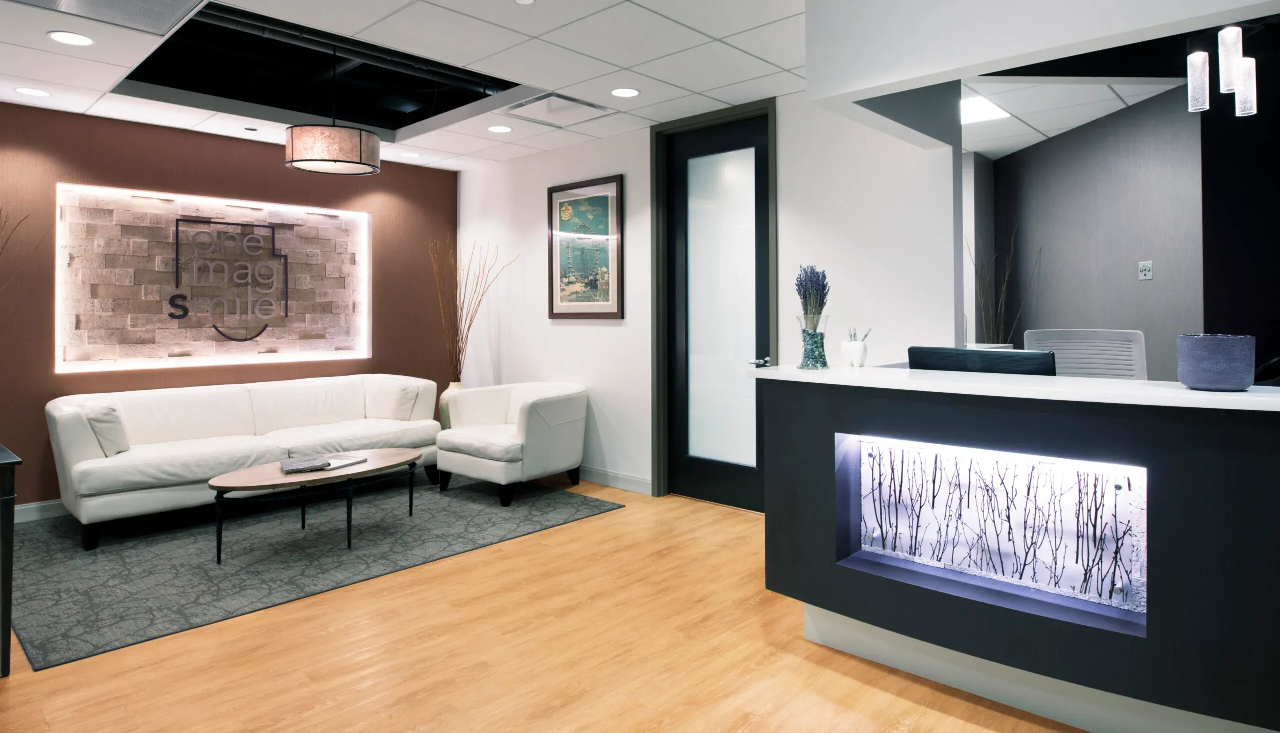Clean, professional medical spa treatment room with neutral tones at One Mag Smile in Chicago