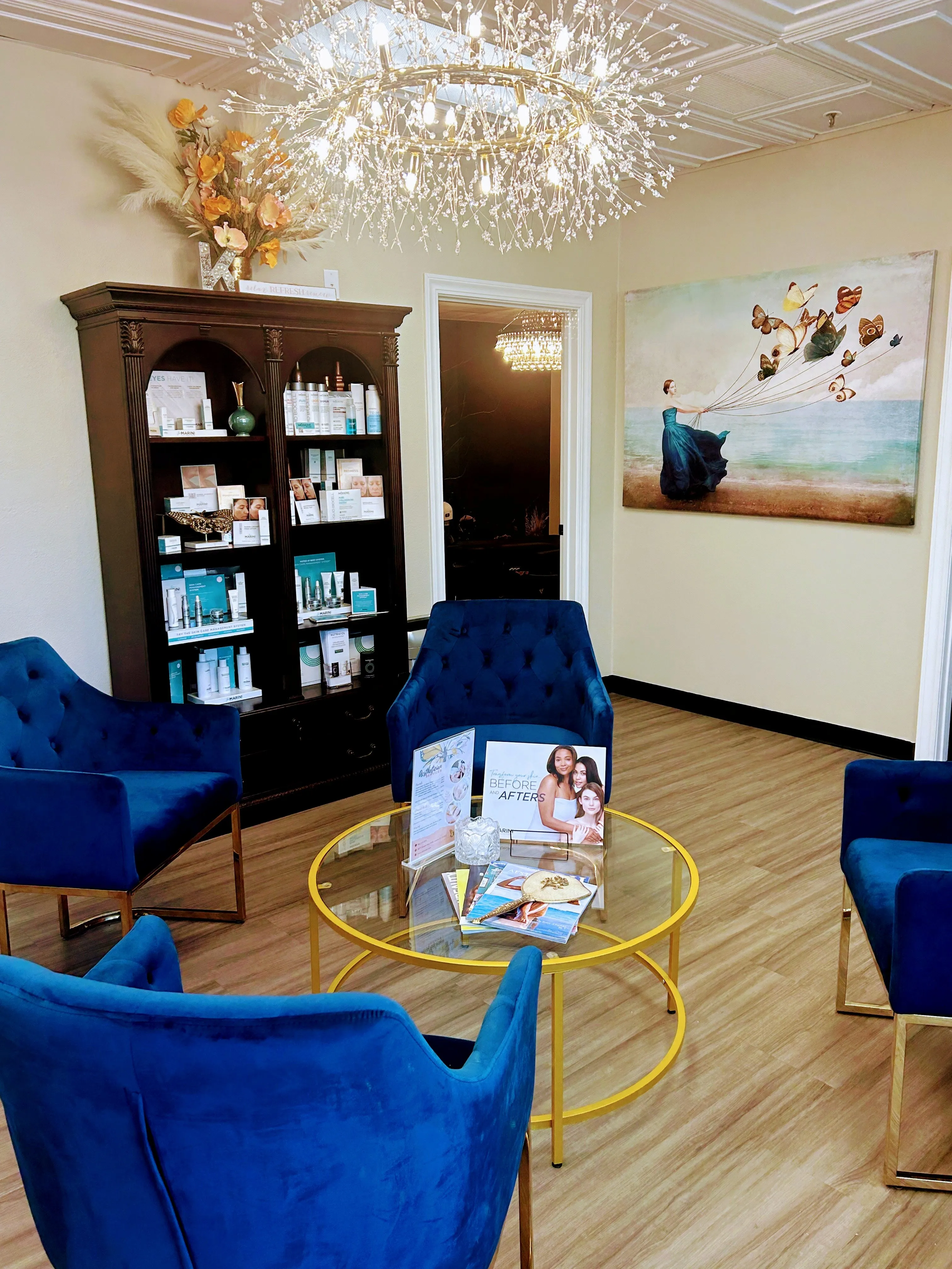 Clean, professional medical spa treatment room with neutral tones at It Must Be Kismet Medical + Aesthetics, Inc. in Loomis