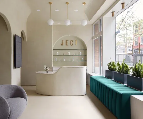 Clean, professional medical spa treatment room with neutral tones at JECT (Upper East Side) in New York