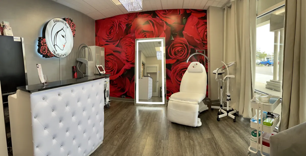 Clean, professional medical spa treatment room with neutral tones at Forever You Kenosha in Kenosha