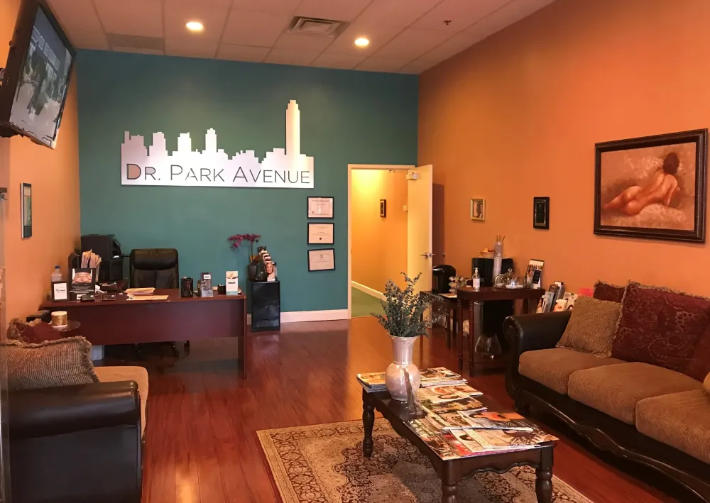Clean, professional medical spa treatment room with neutral tones at Dr. Park Avenue in Franklin Lakes