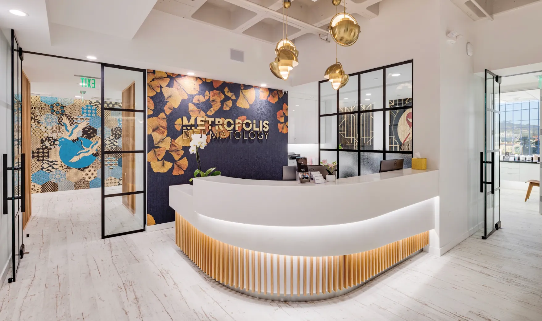 Clean, professional medical spa treatment room with neutral tones at Metropolis Derm- Brentwood in Los Angeles