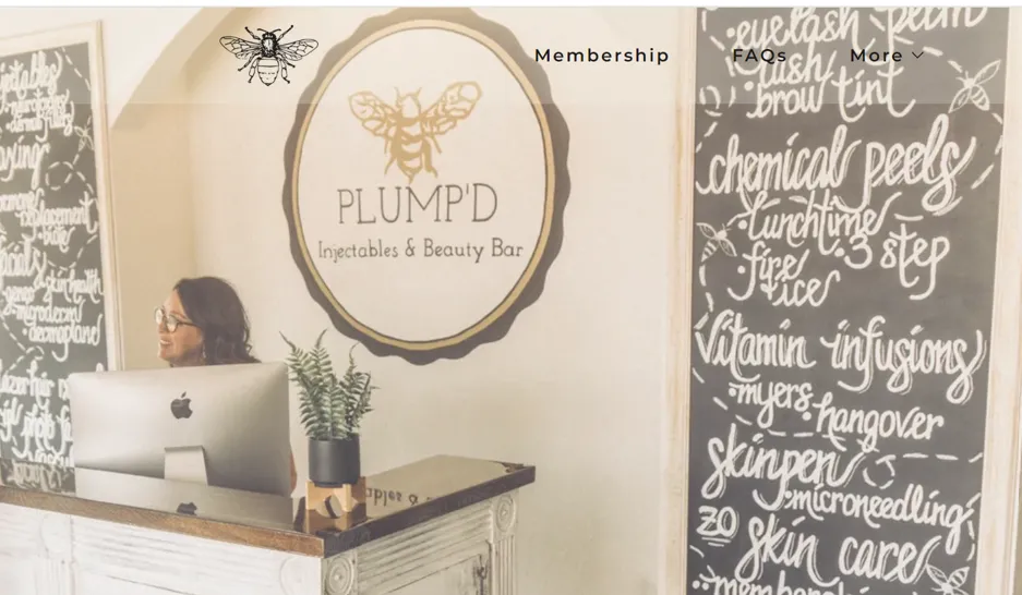 Clean, professional medical spa treatment room with neutral tones at PLUMP'D Injectables & Beauty Bar in Durant