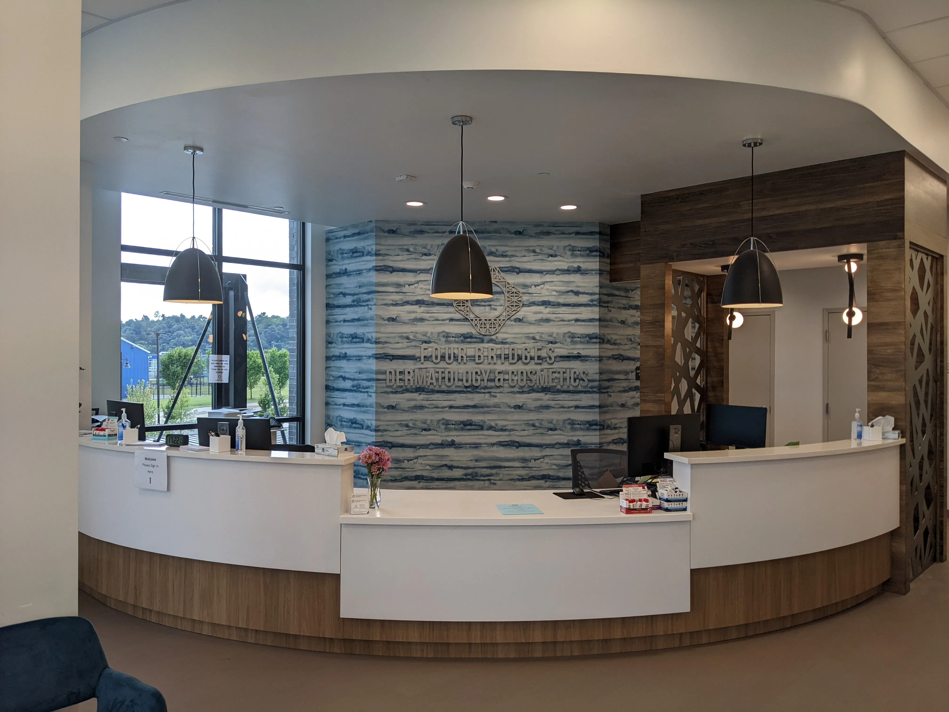 Clean, professional medical spa treatment room with neutral tones at Four Bridges Dermatology & Cosmetic in Chattanooga