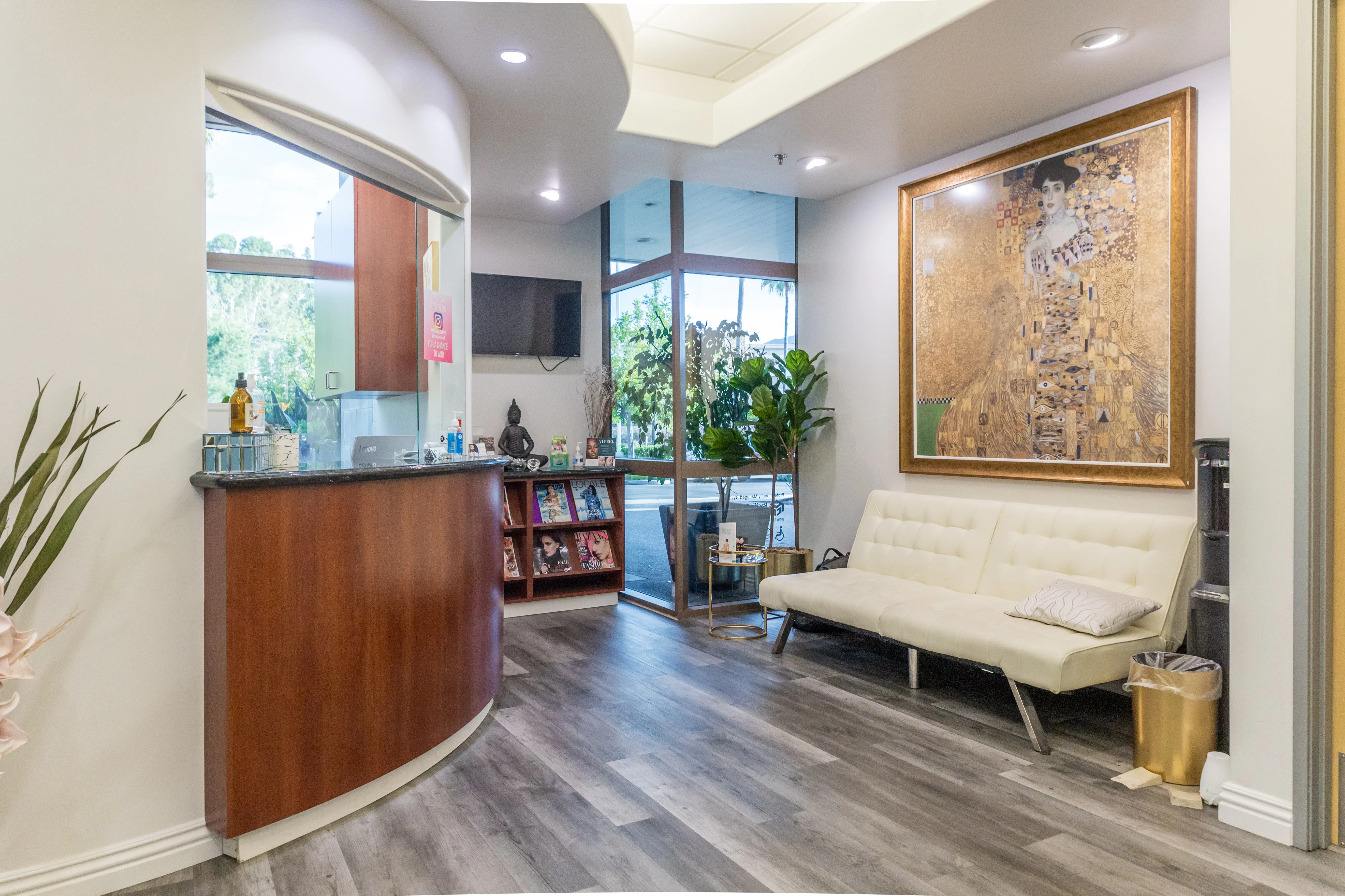 Clean, professional medical spa treatment room with neutral tones at Heavenly Plastic Surgery in Foothill Ranch