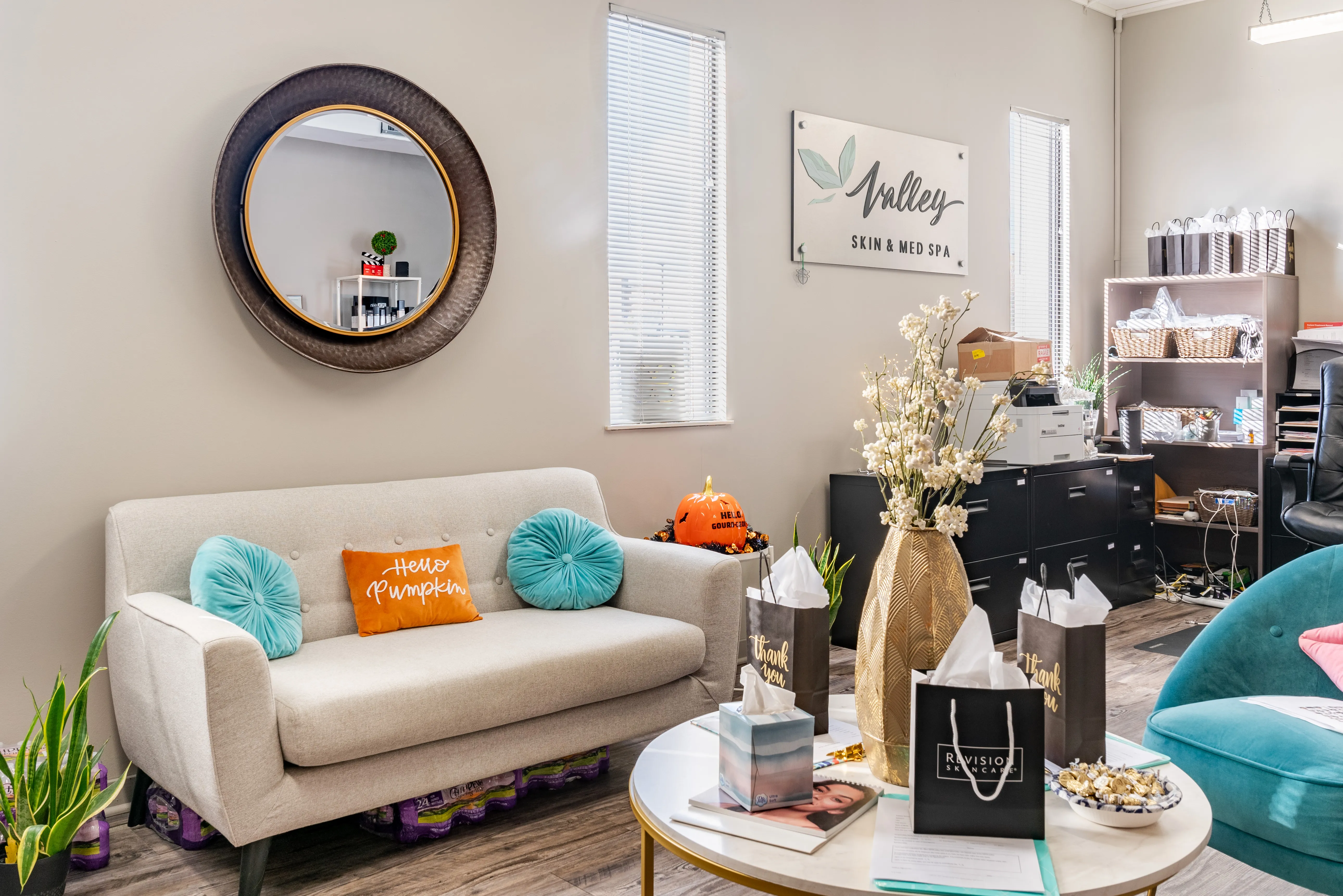Clean, professional medical spa treatment room with neutral tones at Valley Skin & Medspa in Apple Valley