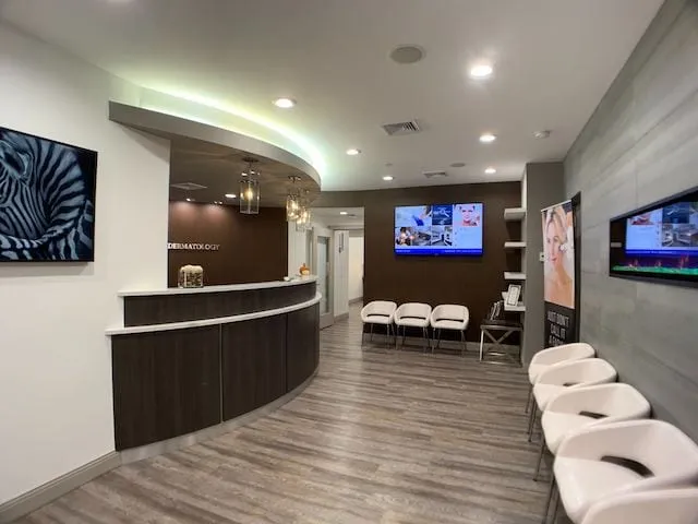 Clean, professional medical spa treatment room with neutral tones at Geria Dermatology in Rutherford