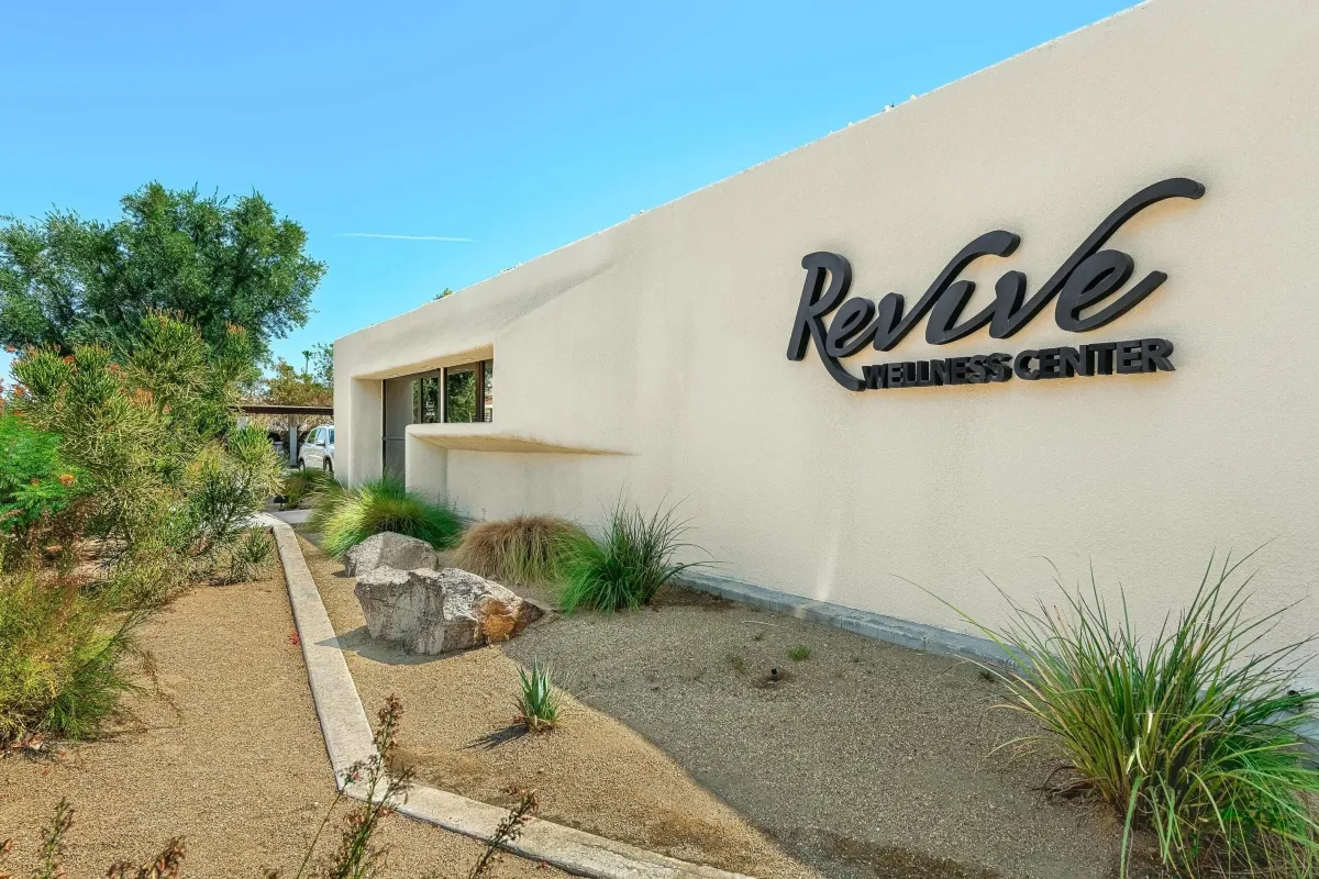Clean, professional medical spa treatment room with neutral tones at Revive Wellness Center-Palm Springs in Palm Springs