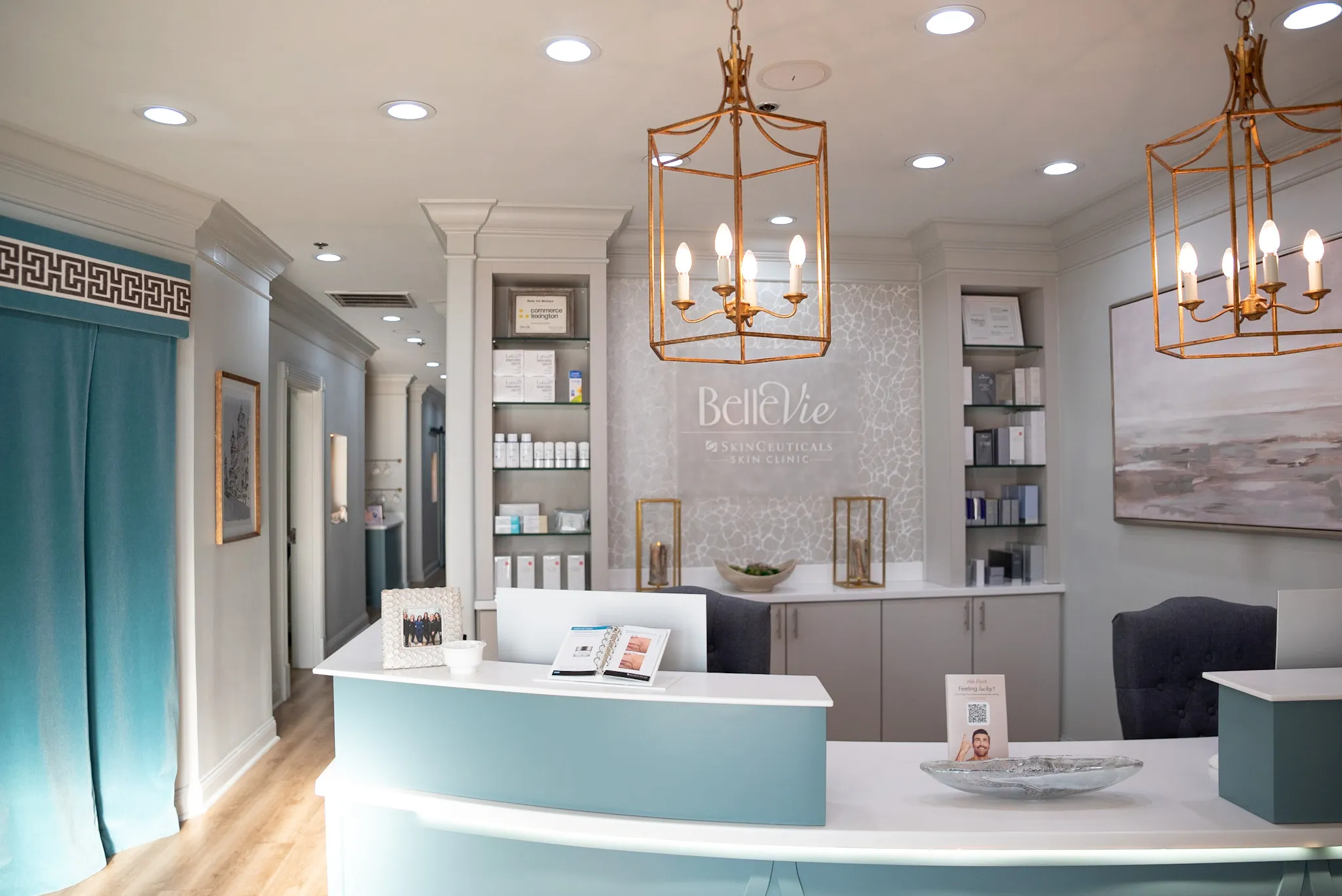 Clean, professional medical spa treatment room with neutral tones at Belle Vie in Lexington