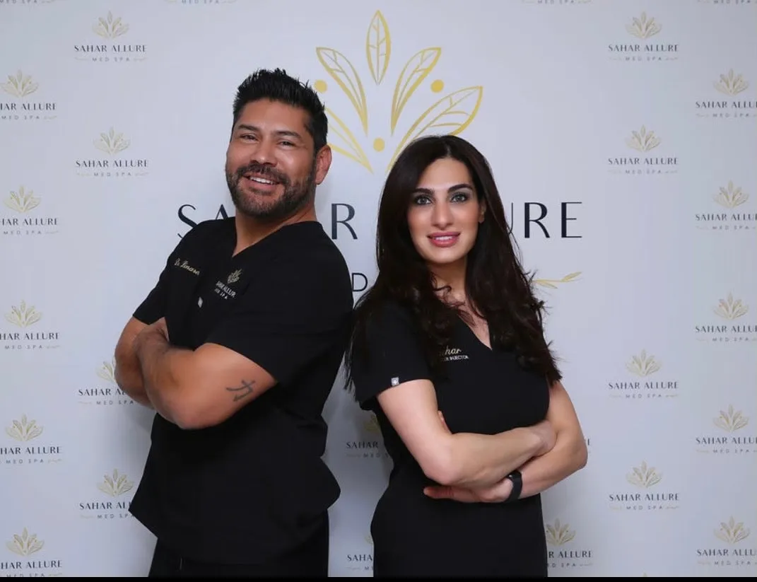 Clean, professional medical spa treatment room with neutral tones at Sahar Allure Medspa in Corona