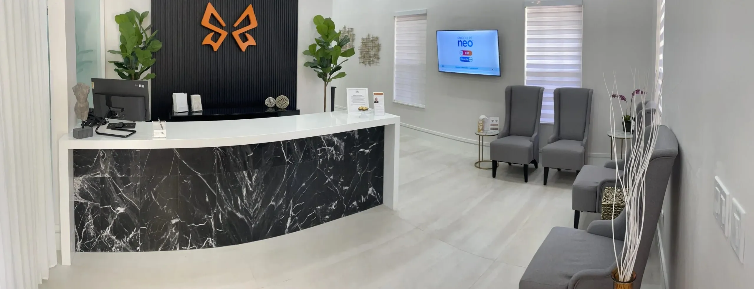 Clean, professional medical spa treatment room with neutral tones at Salas Plastic Surgery & Medspa in Pembroke Pines